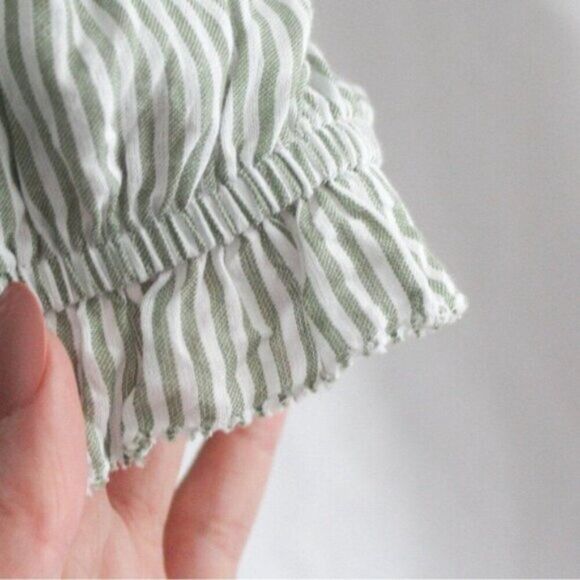 American Eagle Green Cottagecore Striped Smocked Mini Dress Large - Picture 5 of 8